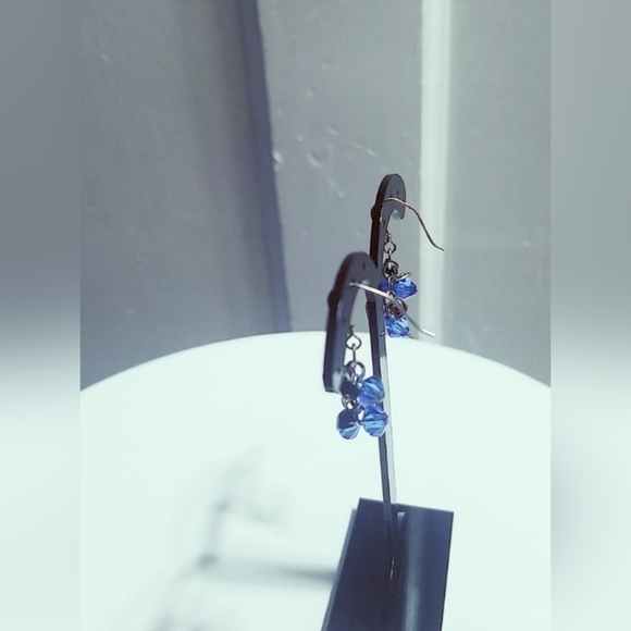 925 Silver Colbat Blue Beads Dropping Earrings. Sterling silver 🌴 - Picture 7 of 9